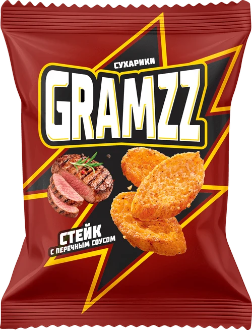 Пачка сухариков GRAMZZ — стейк с перечным соусом