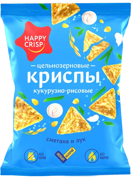 Цельнозерновые криспы «HAPPY CRISP» — Сметана и лук