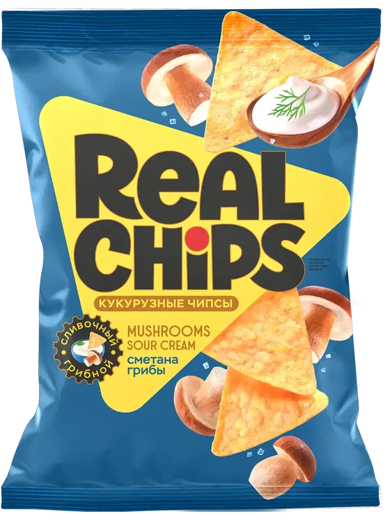 Цельнозерновые чипсы "REAL CHIPS" — Сметана грибы